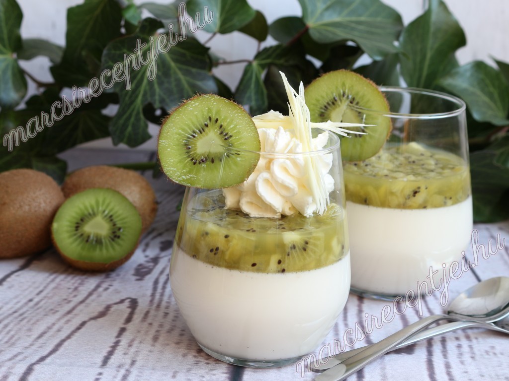 Fehércsokoládés-kivis panna cotta